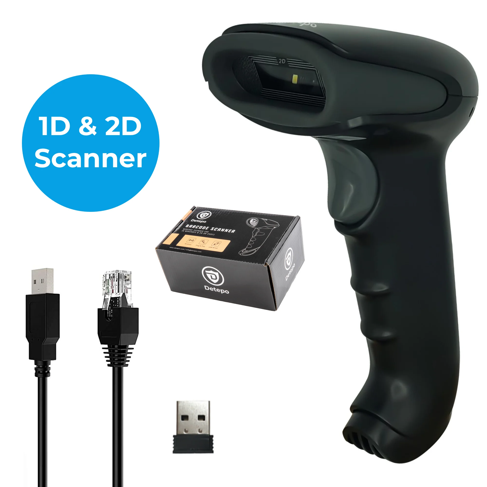 Draadloze Barcode Scanner 1D, 2D & QR Codes, Zwart - Afbeelding 2