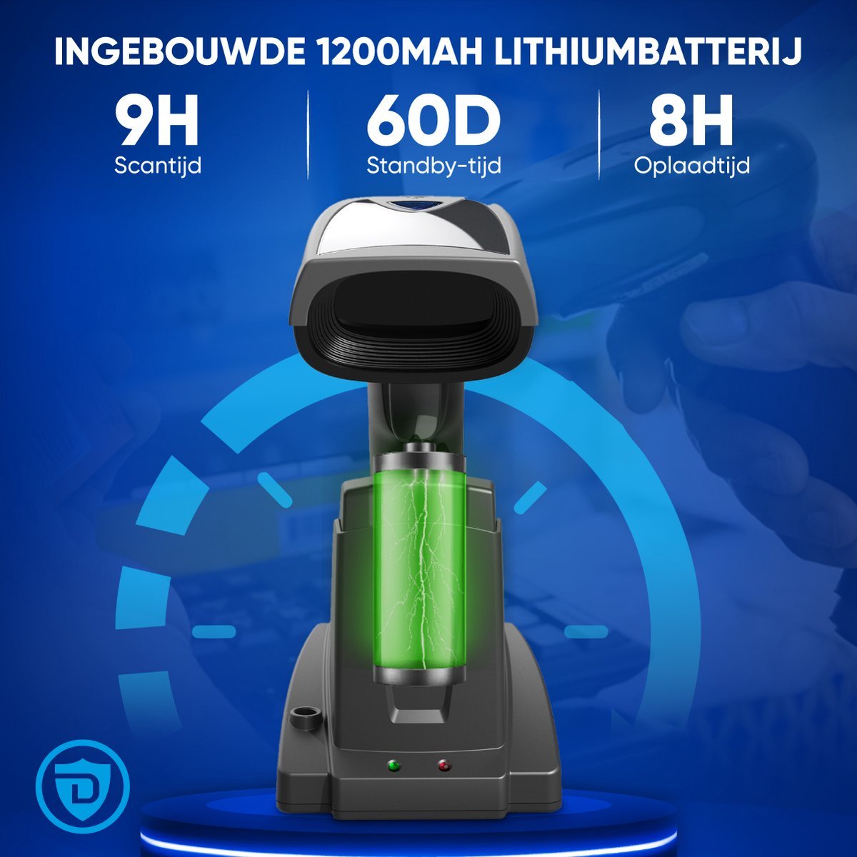 Draadloze Barcode Scanner 1D Slim Laadstation - Afbeelding 2