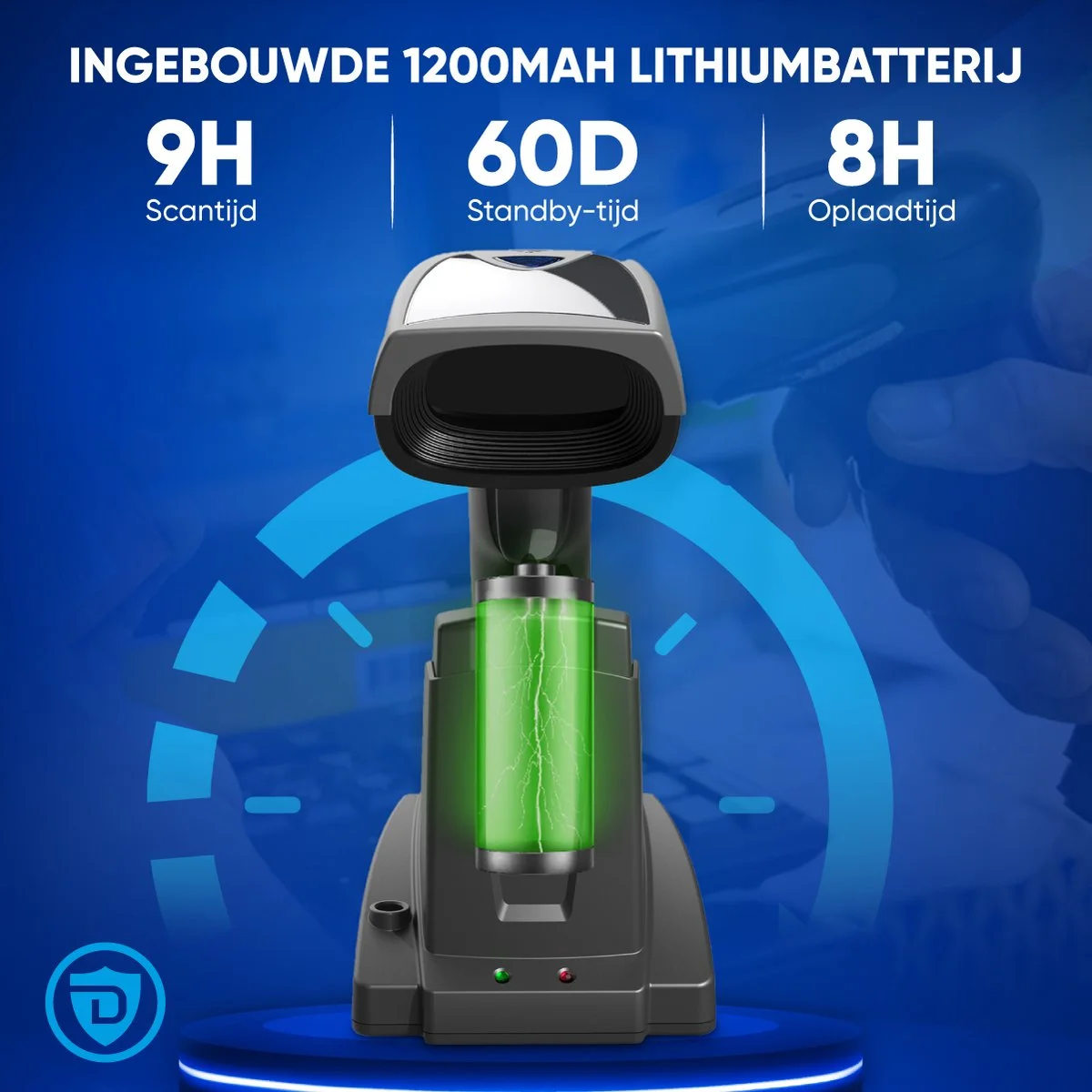 Draadloze Barcode Scanner 1D Slim Laadstation - Afbeelding 2