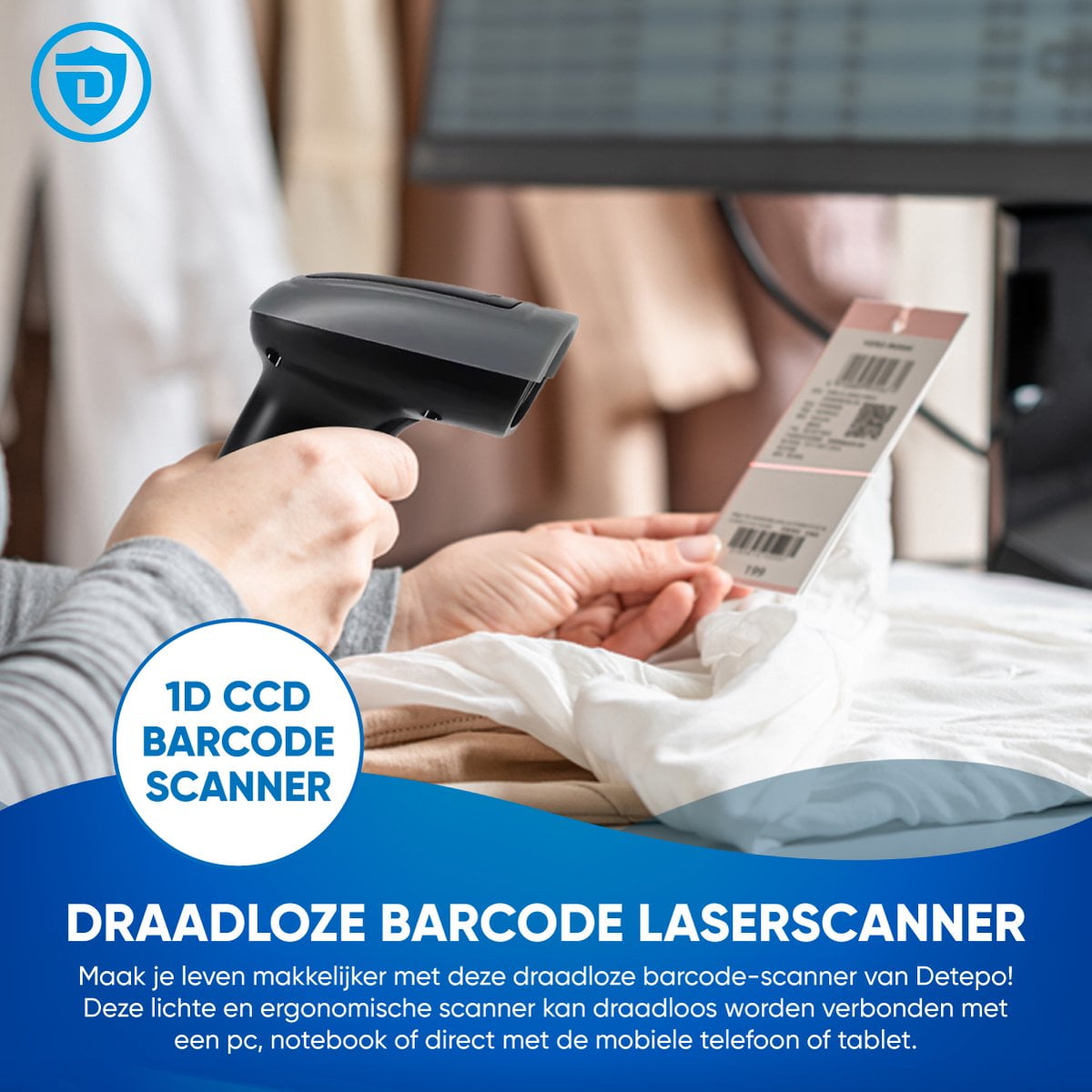 Draadloze Barcode Scanner 1D Slim Laadstation - Afbeelding 3
