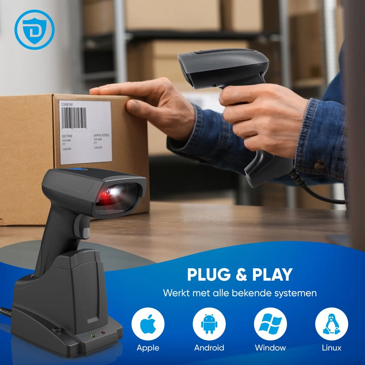 Draadloze Barcode Scanner 1D Slim Laadstation - Afbeelding 6