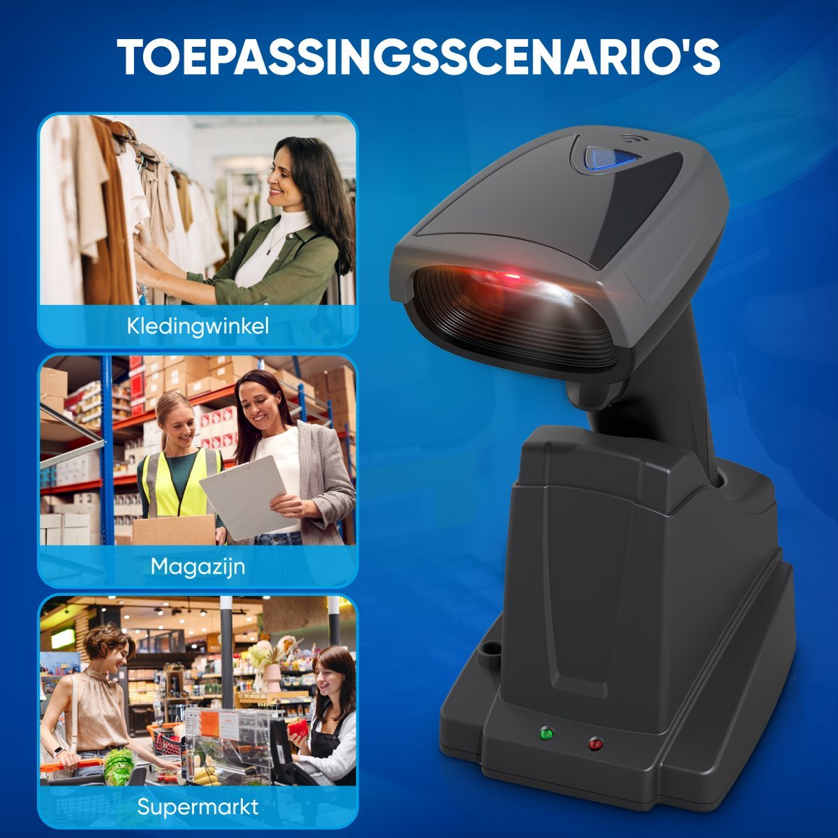 Draadloze Barcode Scanner 1D Slim Laadstation - Afbeelding 7