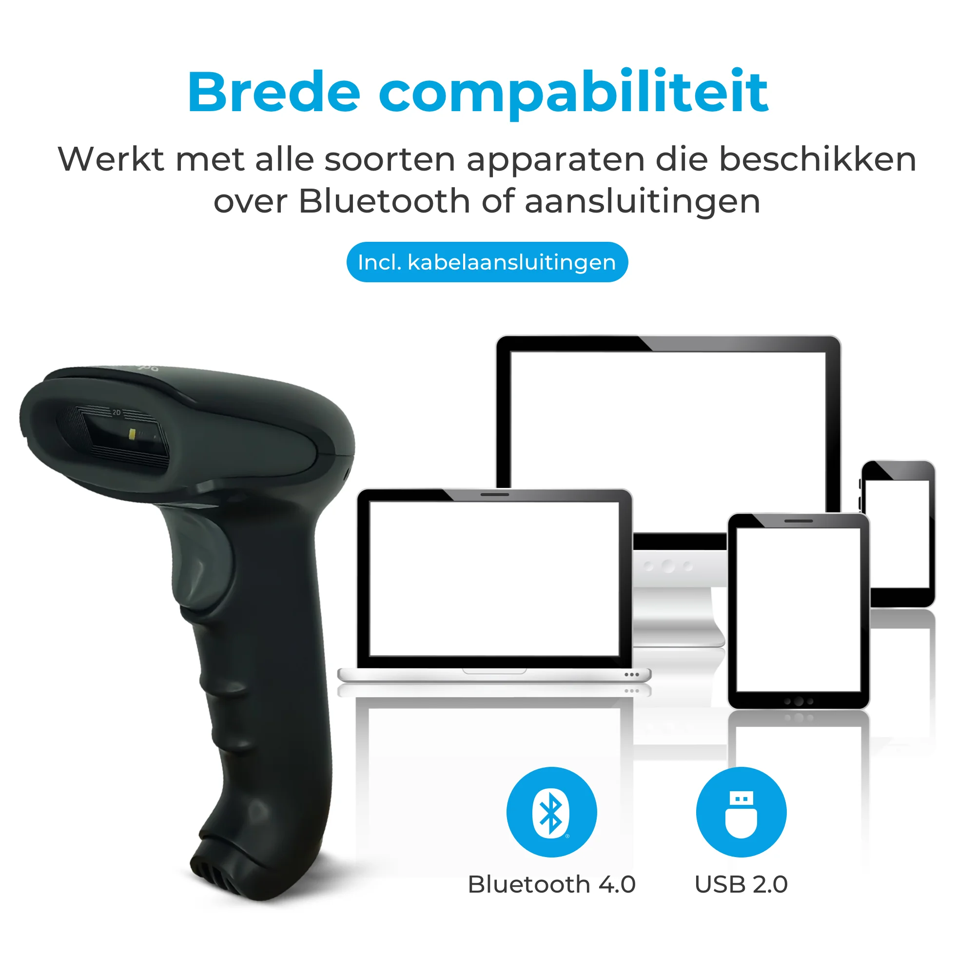 Draadloze Barcode Scanner 1D, 2D & QR Codes, Zwart - Afbeelding 4