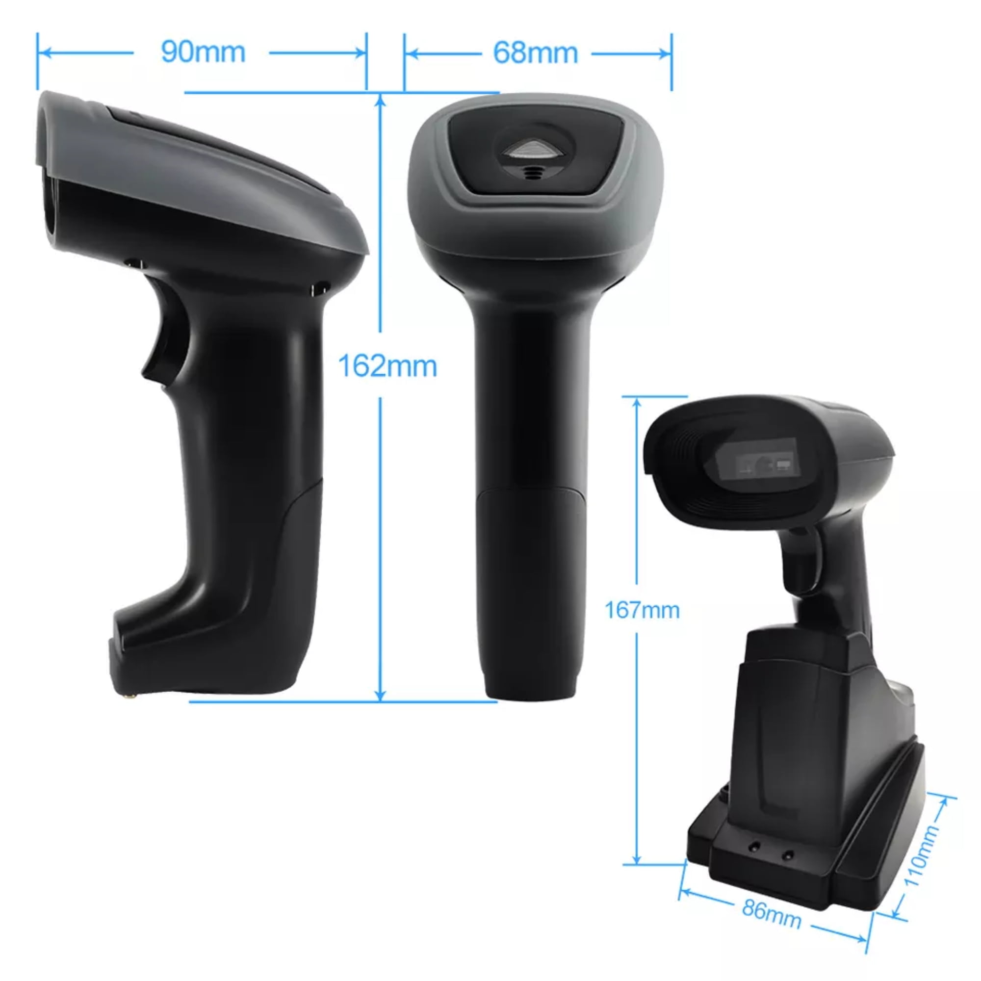 Draadloze Barcode Scanner 1D, 2D, QR met Slim Laadstation SoloTech